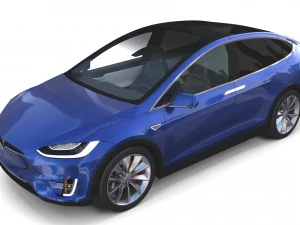 tesla model x blue with interior 3D Model