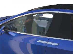 tesla model x blue with interior 3D Model