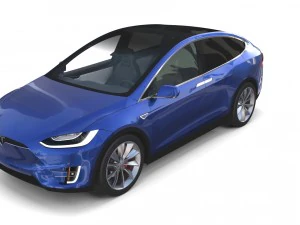 tesla model x blue with interior 3D Model