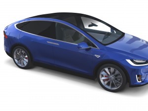 tesla model x blue with interior 3D Модель