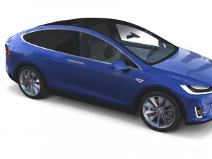 tesla model x blue with interior 3D Model