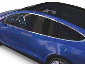 tesla model x blue with interior 3D Модель
