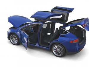 tesla model x blue with interior 3D Model