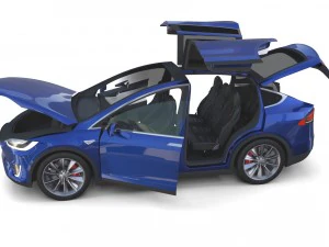 tesla model x blue with interior 3D Model