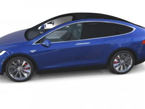 tesla model x blue with interior 3D Model