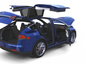 tesla model x blue with interior 3D Модель