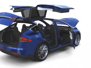 tesla model x blue with interior 3D Model