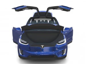 tesla model x blue with interior 3D Model