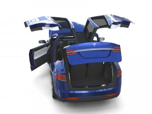tesla model x blue with interior 3D Model