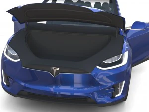tesla model x blue with interior 3D Model