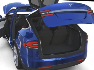 tesla model x blue with interior 3D Model