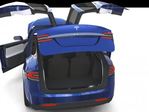 tesla model x blue with interior 3D Model