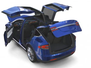 tesla model x blue with interior 3D Model