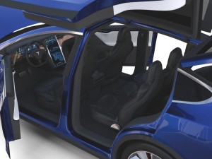 tesla model x blue with interior 3D Модель