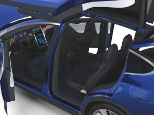 tesla model x blue with interior 3D Model