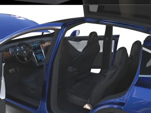 tesla model x blue with interior 3D Model