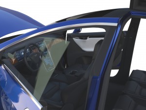 tesla model x blue with interior 3D Модель