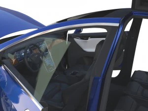 tesla model x blue with interior 3D Model