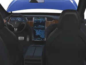 tesla model x blue with interior 3D Model