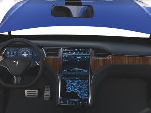 tesla model x blue with interior 3D Модель