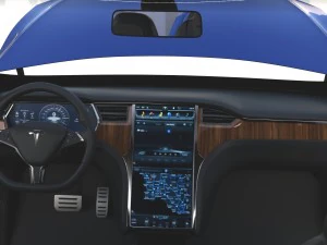 tesla model x blue with interior 3D Model