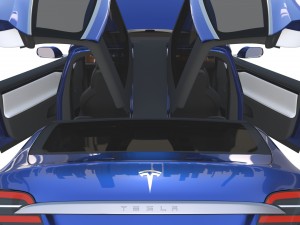 tesla model x blue with interior 3D Модель