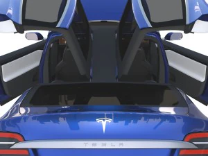 tesla model x blue with interior 3D Model