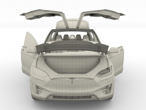 tesla model x blue with interior 3D Модель