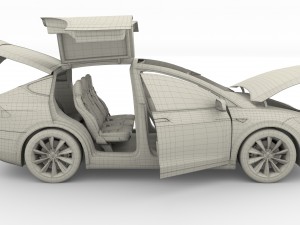 tesla model x blue with interior 3D Модель