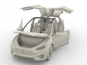 tesla model x blue with interior 3D Модель