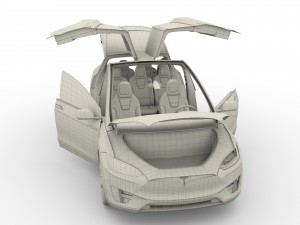 tesla model x blue with interior 3D Модель