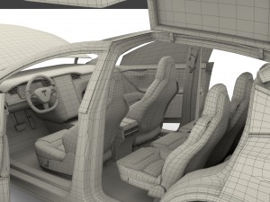 tesla model x blue with interior 3D Модель