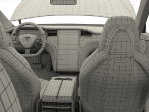 tesla model x blue with interior 3D Модель