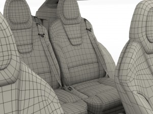 tesla model x blue with interior 3D Модель
