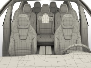 tesla model x blue with interior 3D Модель