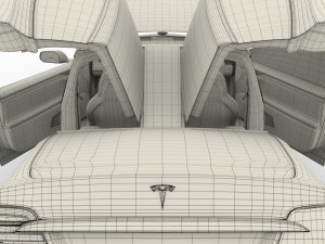 tesla model x blue with interior 3D Модель