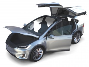 tesla model x silver with interior 3D Model