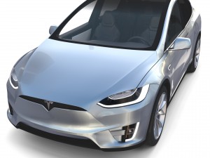 tesla model x silver with interior Modèle 3D