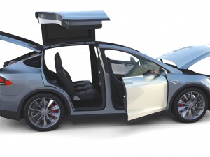 tesla model x silver with interior Modèle 3D