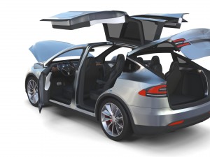 tesla model x silver with interior Modèle 3D