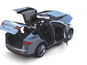 tesla model x silver with interior Modèle 3D