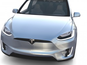 tesla model x silver with interior Modèle 3D