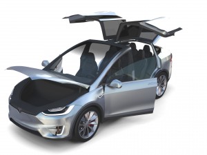 tesla model x silver with interior Modèle 3D