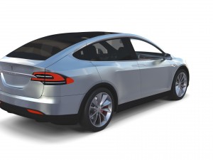 tesla model x silver with interior Modèle 3D