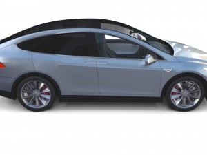 tesla model x silver with interior Modèle 3D