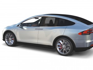 tesla model x silver with interior Modèle 3D