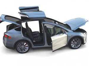 tesla model x silver з салоном 3D Модель