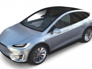 tesla model x silver with interior Modèle 3D