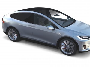 tesla model x silver with interior Modèle 3D