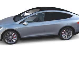 tesla model x silver with interior Modèle 3D
